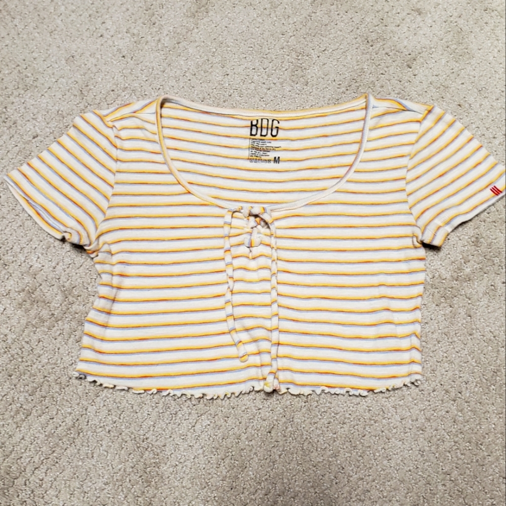 Urban Outfitters BDG Cropped Short Sleeve Striped Top - Picture 1 of 4